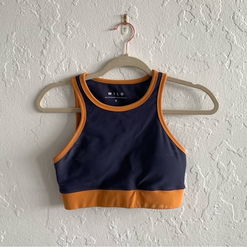 Wilo the Label Ribbed Navy/Yellow Sports Bra